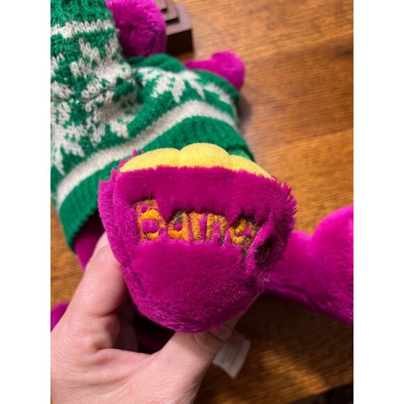 Vintage Christmas Dakin Barney the Dinosaur, Vintage 1992 Barney Plush, 13" tall - Picture 8 of 12